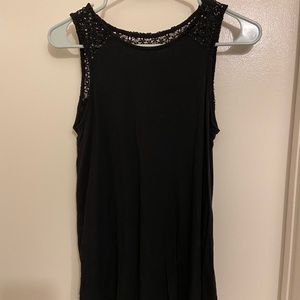 EUC Black crocheted shoulder tank top